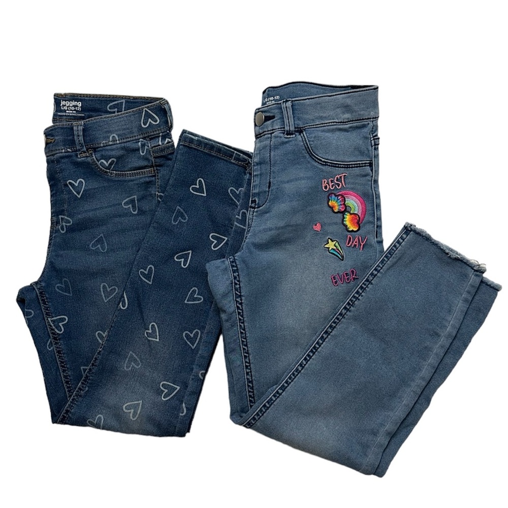 3 Item Bundle - Wonder Nation - little girls 2 pair jeans and puffy jacket 10/12